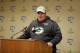 Green Bay Packers head coach Mike McCarthy talks at a news conference after an NFL football game against the San Francisco 49ers Monday, Oct. 15, 2018, in Green Bay, Wis. The Packers won 33-30. (AP Photo/Mike Roemer)