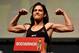 LOS ANGELES, CA - AUGUST 03: Polyana Viana of Brazil poses on the scale during the UFC 227 weigh-in inside the Orpheum Theater on August 3, 2018 in Los Angeles, California. (Photo by Jeff Bottari/Zuffa LLC/Zuffa LLC via Getty Images)