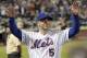 New York Mets third baseman David Wright thanks the fans after the team's baseball game against the Miami Marlins on Saturday, Sept. 29, 2018, in New York. (AP Photo/Bill Kostroun)