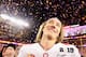SANTA CLARA, CA - JANUARY 07: Trevor Lawrence #16 of the Clemson Tigers reacts after his teams 44-16 win over the Alabama Crimson Tide in the CFP National Championship presented by AT&T at Levi's Stadium on January 7, 2019 in Santa Clara, California. (Photo by Christian Petersen/Getty Images)