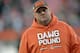 FILE - In this Sunday, Dec. 9, 2018 file photo, Cleveland Browns offensive coordinator Freddie Kitchens walks on the field after an NFL football game against the Carolina Panthers in Cleveland. A person familiar with the decision says the Browns have denied requests from other teams to interview offensive coordinator Freddie Kitchens. There has been outside interest in Kitchens, who took over Cleveland’s offense in October, said the person who spoke Thursday, Jan. 3, 2019 on condition of anonymity because the Browns are not commenting during their coaching search other than to confirm completed interviews. (AP Photo/David Richard, File)