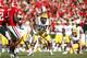 ATHENS, GA - OCTOBER 3: Matt Branch #79 of the LSU Tigers lines up to block against the Georgia Bulldogs at Sanford Stadium on October 3, 2009 in Athens, Georgia. LSU won 20-13. (Photo by Joe Robbins/Getty Images)