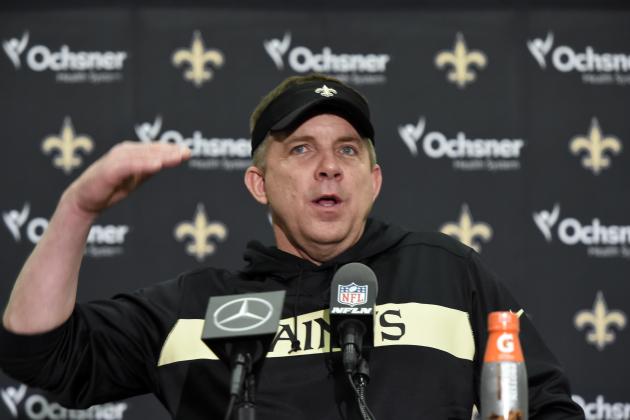 New Orleans Saints head coach Sean Payton speaks to media after an NFL football game against the Carolina Panthers in New Orleans, Sunday, Dec. 30, 2018. The Panthers won 33-14. (AP Photo/Bill Feig)