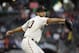 San Francisco Giants starting pitcher Madison Bumgarner works in the first inning of a baseball game against the Arizona Diamondbacks Tuesday, Aug. 28, 2018, in San Francisco. (AP Photo/Eric Risberg)