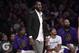 Los Angeles Lakers forward LeBron James stands near the bench during the second half of an NBA basketball game against the New York Knicks Friday, Jan. 4, 2019, in Los Angeles. The Knicks won 119-112. (AP Photo/Mark J. Terrill)