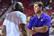 LAS VEGAS, NV - JULY 10: Head coach Luke Walton of the Los Angeles Lakers talks with Los Angeles Lakers president of basketball operations Earvin 'Magic' Johnson during the 2018 NBA Summer League at the Thomas & Mack Center on July 10, 2018 in Las Vegas, Nevada. The Lakers defeated the Knicks 109-92. NOTE TO USER: User expressly acknowledges and agrees that, by downloading and or using this photograph, User is consenting to the terms and conditions of the Getty Images License Agreement. (Photo by Sam Wasson/Getty Images)