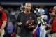 Tampa Bay Buccaneers offensive coordinator and wide receives coach Todd Monken watches warm ups before an NFL football game against the Dallas Cowboys on Sunday, Dec. 18, 2016, in Arlington, Texas. (AP Photo/Michael Ainsworth)