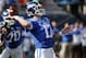 Duke quarterback Daniel Jones (17) sets to pass against Temple during the first half of the Independence Bowl, an NCAA college football game in Shreveport, La., Thursday, Dec. 27, 2018. (AP Photo/Rogelio V. Solis)