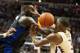 Florida State guard Trent Forrest, right, gets his hand in the face of Duke forward Zion Williamson forcing a turnover in the first half of an NCAA college basketball game in Tallahassee, Fla., Saturday, Jan. 12, 2019. (AP Photo/Mark Wallheiser)