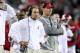 TAMPA, FL - JANUARY 09: Head coach Nick Saban (L) and offensive coordinator Steve Sarkisian of the Alabama Crimson Tide stand on the sideline during the second half of the 2017 College Football Playoff National Championship Game against the Clemson Tigers at Raymond James Stadium on January 9, 2017 in Tampa, Florida. (Photo by Tom Pennington/Getty Images)