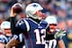 FOXBOROUGH, MASSACHUSETTS - JANUARY 13: Tom Brady #12 of the New England Patriots throws during the third quarter in the AFC Divisional Playoff Game against the Los Angeles Chargers at Gillette Stadium on January 13, 2019 in Foxborough, Massachusetts. (Photo by Maddie Meyer/Getty Images)