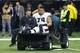 Philadelphia Eagles offensive guard Brandon Brooks (79) is taken from the field after injury against the New Orleans Saints in the first half of an NFL divisional playoff football game in New Orleans, Sunday, Jan. 13, 2019. (AP Photo/Butch Dill)