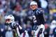 FOXBOROUGH, MASSACHUSETTS - JANUARY 13: Tom Brady #12 of the New England Patriots looks on against the Los Angeles Chargers during the first quarter in the AFC Divisional Playoff Game at Gillette Stadium on January 13, 2019 in Foxborough, Massachusetts. (Photo by Adam Glanzman/Getty Images)