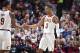CLEVELAND, OH - JANUARY 4: Channing Frye #9 hi-fives Patrick McCaw #3 of the Cleveland Cavaliers during the game against the Utah Jazz on January 4, 2019 at Quicken Loans Arena in Cleveland, Ohio. NOTE TO USER: User expressly acknowledges and agrees that, by downloading and/or using this Photograph, user is consenting to the terms and conditions of the Getty Images License Agreement. Mandatory Copyright Notice: Copyright 2019 NBAE (Photo by David Liam Kyle/NBAE via Getty Images)