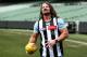 MELBOURNE, AUSTRALIA - JUNE 24: Smackdown women's champion Carmella and WWE'S world champion AJ Styles show their football skills at the Melbourne Cricket Ground on June 24, 2018 in Melbourne, Australia. (Photo by Robert Prezioso/Getty Images)
