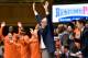 DURHAM, NORTH CAROLINA - JANUARY 14: Head coach Jim Boeheim and the Syracuse Orange bench react during a win against the Duke Blue Devils at Cameron Indoor Stadium on January 14, 2019 in Durham, North Carolina. (Photo by Grant Halverson/Getty Images)