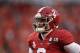 SANTA CLARA, CA - JANUARY 07: Jalen Hurts #2 of the Alabama Crimson Tide warms up prior to the CFP National Championship against the Clemson Tigers presented by AT&T at Levi's Stadium on January 7, 2019 in Santa Clara, California. (Photo by Christian Petersen/Getty Images)