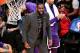 LOS ANGELES, CALIFORNIA - JANUARY 09: Injured LeBron James cheers on his teammates during a basketball game between the Los Angeles Lakers and the Detroit Pistons at Staples Center on January 09, 2019 in Los Angeles, California. (Photo by Allen Berezovsky/Getty Images)