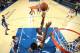 NEW YORK, NY - JANUARY 13: Noah Vonleh #32 of the New York Knicks shoots the ball against the Philadelphia 76ers on January 13, 2019 at Madison Square Garden in New York City, New York. NOTE TO USER: User expressly acknowledges and agrees that, by downloading and or using this photograph, User is consenting to the terms and conditions of the Getty Images License Agreement. Mandatory Copyright Notice: Copyright 2019 NBAE (Photo by Nathaniel S. Butler/NBAE via Getty Images)