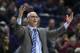 Connecticut head coach Dan Hurley during the first half of an NCAA college basketball game, Thursday, Jan. 10, 2019, in Storrs, Conn. (AP Photo/Jessica Hill)