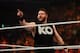 NEW YORK, NY - AUGUST 23: Kevin Owens celebrates his victory over Cesaro at the WWE SummerSlam 2015 at Barclays Center of Brooklyn on August 23, 2015 in New York City. (Photo by JP Yim/Getty Images)