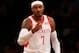 BROOKLYN, NY - NOVEMBER 02: (NEW YORK DAILIES OUT) Carmelo Anthony #7 of the Houston Rockets in action against the Brooklyn Nets at Barclays Center on November 2, 2018 in the Brooklyn borough of New York City. The Rockets defeated the Nets 119-111. NOTE TO USER: User expressly acknowledges and agrees that, by downloading and/or using this photograph, user is consenting to the terms and conditions of the Getty Images License Agreement. (Photo by Jim McIsaac/Getty Images)