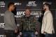 NEW YORK, NEW YORK - JANUARY 17: Greg Hardy faces off against Allen Crowder during Media Day ahead of UFC Fight Night Cejudo v Dillashaw at the New York Marriott Downtown Financial Ballroom on January 17, 2019 in New York City. (Photo by Michael Owens/Zuffa LLC/Zuffa LLC)