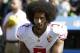 San Francisco 49ers' Colin Kaepernick kneels during the national anthem before an NFL football game against the Seattle Seahawks, Sunday, Sept. 25, 2016, in Seattle. (AP Photo/Ted S. Warren)
