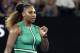 United States' Serena Williams celebrates after defeating Canada's Eugenie Bouchard in their second round match at the Australian Open tennis championships in Melbourne, Australia, Thursday, Jan. 17, 2019. (AP Photo/Aaron Favila)