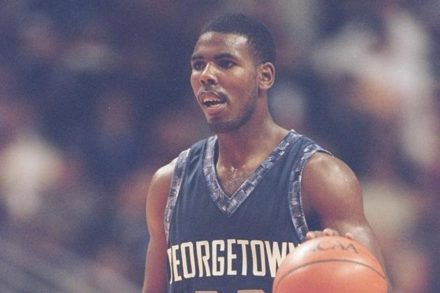 4 Dec 1996: Guard Victor Page of the Georgetown Hoyas dribbles the ball down the court during a playoff game against the Massachusetts Minutemen at the United Center in Chicago, Illinois. Georgetown won the game 58-53. Mandatory Credit: Jonathan Daniel /Allsport