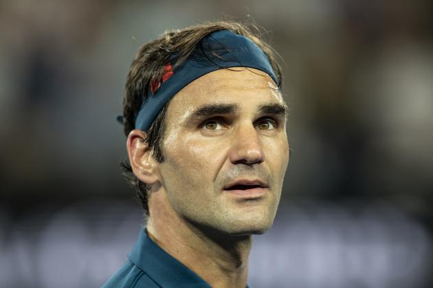 MELBOURNE, AUSTRALIA - JANUARY 18: Roger Federer of Switzerland celebrates winning his third round match against Taylor Fritz of the United States during day five of the 2019 Australian Open at Melbourne Park on January 18, 2019 in Melbourne, Australia. (Photo by Fred Lee/Getty Images)