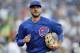 Kris Bryant, third baseman of the Chicago Cubs, runs to the clubhouse after warm-ups before a baseball game at San Diego Padres in San Diego, Saturday July 14, 2018. (AP Photo / Alex Gallardo)