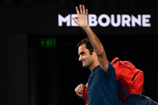 Switzerland's Roger Federer waves to the crowd as he leaves the court after his defeat against Greece's Stefanos Tsitsipas during their men's singles match on day seven of the Australian Open tennis tournament in Melbourne on January 20, 2019. (Photo by Jewel SAMAD / AFP) / -- IMAGE RESTRICTED TO EDITORIAL USE - STRICTLY NO COMMERCIAL USE --        (Photo credit should read JEWEL SAMAD/AFP/Getty Images)