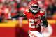 KANSAS CITY, MISSOURI - NOVEMBER 11: Kareem Hunt #27 of the Kansas City Chiefs carries the ball during the game against the Arizona Cardinals at Arrowhead Stadium on November 11, 2018 in Kansas City, Missouri. (Photo by Jamie Squire/Getty Images)
