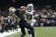 Los Angeles Rams' Nickell Robey-Coleman breaks up a pass intended for New Orleans Saints' Tommylee Lewis during the second half of the NFL football NFC championship game, Sunday, Jan. 20, 2019, in New Orleans. (AP Photo/Gerald Herbert)