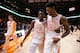 KNOXVILLE, TN - JANUARY 19: Admiral Schofield #5 of the Tennessee Volunteers and Kyle Alexander #11 of the Tennessee Volunteers walk off the court together after the second half of the game between the Alabama Crimson Tide and the Tennessee Volunteers at Thompson-Boling Arena on January 19, 2019 in Knoxville, Tennessee. Tennessee won the game 71-68. (Photo by Donald Page/Getty Images)