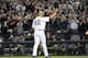 New York Yankees pitcher Mariano Rivera reacts to the fans during the ninth inning of a baseball game against the Tampa Bay Rays Thursday, Sept. 26, 2013, at Yankee Stadium in New York. It was Rivera's last home game before his retirement. (AP Photo/Bill Kostroun)