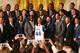WASHINGTON, DC - FEBRUARY 04: President Barack Obama poses for a photo during the Golden State Warriors visit to the White House to celebrate their 2015 NBA Championship on February 4, 2016 in Washington, DC. NOTE TO USER: User expressly acknowledges and agrees that, by downloading and or using this photograph, User is consenting to the terms and conditions of the Getty Images License Agreement. Mandatory Copyright Notice: Copyright 2016 NBAE (Photo by Ned Dishman/NBAE via Getty Images)