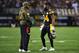 PITTSBURGH, PA - NOVEMBER 08: Head coach Mike Tomlin of the Pittsburgh Steelers talks with Antonio Brown #84 during the game against the Carolina Panthers at Heinz Field on November 8, 2018 in Pittsburgh, Pennsylvania. (Photo by Joe Sargent/Getty Images)