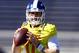 North quarterback Daniel Jones of Duke (17) drops back to pass during practice for Saturday's Senior Bowl college football game, Thursday, Jan. 24, 2019, in Mobile, Ala. (AP Photo/Butch Dill)
