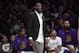 Los Angeles Lakers forward LeBron James stands near the bench during the second half of an NBA basketball game against the New York Knicks Friday, Jan. 4, 2019, in Los Angeles. The Knicks won 119-112. (AP Photo/Mark J. Terrill)
