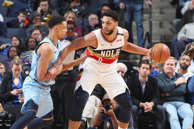 MEMPHIS, TN - JANUARY 21: Jahlil Okafor #8 of the New Orleans Pelicans looks to pass the ball during the game against the Memphis Grizzlies on January 21, 2019 at FedExForum in Memphis, Tennessee. NOTE TO USER: User expressly acknowledges and agrees that, by downloading and or using this photograph, User is consenting to the terms and conditions of the Getty Images License Agreement. Mandatory Copyright Notice: Copyright 2019 NBAE (Photo by Joe Murphy/NBAE via Getty Images)