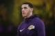 Los Angeles Lakers' Lonzo Ball warms up before an NBA basketball game against the New Orleans Pelicans, Friday, Dec. 21, 2018, in Los Angeles. (AP Photo/Jae C. Hong)