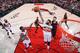 PORTLAND, OR - JANUARY 18: Anthony Davis #23 of the New Orleans Pelicans reaches for the rebound against the Portland Trail Blazers on January 18, 2019 at the Moda Center Arena in Portland, Oregon. NOTE TO USER: User expressly acknowledges and agrees that, by downloading and or using this photograph, user is consenting to the terms and conditions of the Getty Images License Agreement. Mandatory Copyright Notice: Copyright 2019 NBAE (Photo by Sam Forencich/NBAE via Getty Images)