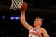 NEW YORK, NY - FEBRUARY 06: (NEW YORK DAILIES OUT) Kristaps Porzingis #6 of the New York Knicks in action against the Milwaukee Bucks at Madison Square Garden on February 6, 2018 in New York City. The Bucks defeated the Knicks 103-89. NOTE TO USER: User expressly acknowledges and agrees that, by downloading and/or using this Photograph, user is consenting to the terms and conditions of the Getty Images License Agreement. (Photo by Jim McIsaac/Getty Images)