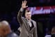 New York Knicks' Kristaps Porzingis (6) waves to fans before an NBA basketball game against the Dallas Mavericks Tuesday, March 13, 2018, in New York. (AP Photo/Frank Franklin II)