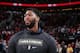 PORTLAND, OR - JANUARY 18: Anthony Davis #23 of the New Orleans Pelicans looks on during the game against the Portland Trail Blazers on January 18, 2019 at the Moda Center Arena in Portland, Oregon. NOTE TO USER: User expressly acknowledges and agrees that, by downloading and or using this photograph, user is consenting to the terms and conditions of the Getty Images License Agreement. Mandatory Copyright Notice: Copyright 2019 NBAE (Photo by Sam Forencich/NBAE via Getty Images)