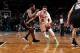 BROOKLYN, NY - JANUARY 29: Zach LaVine #8 of the Chicago Bulls drives against the Brooklyn Nets on January 29, 2019 at Barclays Center in Brooklyn, New York. NOTE TO USER: User expressly acknowledges and agrees that, by downloading and or using this Photograph, user is consenting to the terms and conditions of the Getty Images License Agreement. Mandatory Copyright Notice: Copyright 2019 NBAE (Photo by Nathaniel S. Butler/NBAE via Getty Images)
