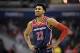 Washington Wizards forward Otto Porter Jr. (22) reacts during the first half of an NBA basketball game against the Toronto Raptors, Sunday, Jan. 13, 2019, in Washington. (AP Photo/Nick Wass)