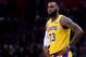 LOS ANGELES, CALIFORNIA - JANUARY 31: LeBron James #23 of the Los Angeles Lakers waits to enter the game during a 123-120 win over the LA Clippers at Staples Center on January 31, 2019 in Los Angeles, California. NOTE TO USER: User expressly acknowledges and agrees that, by downloading and or using this photograph, User is consenting to the terms and conditions of the Getty Images License Agreement. (Photo by Harry How/Getty Images)